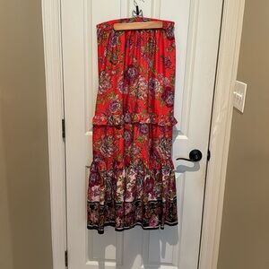 Long Ruffle Tiered Multi-Color Skirt